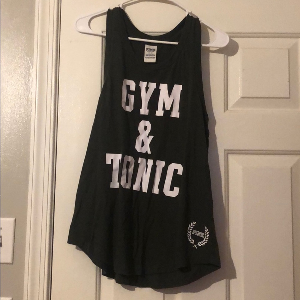 Pink forest green tank top